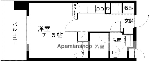 レジディア熊本辛島(1K/6階)の間取り写真