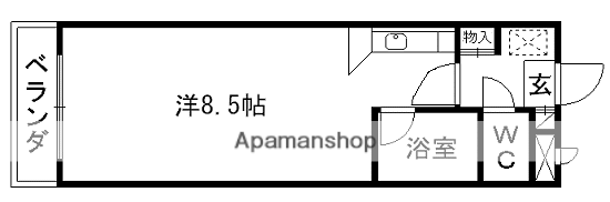 メイン託麻本通(ワンルーム/4階)の間取り写真
