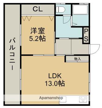 荻ビル(1LDK/4階)の間取り写真