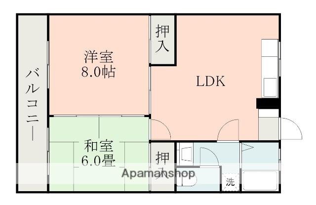 レジデンス福下B(2LDK/3階)の間取り写真
