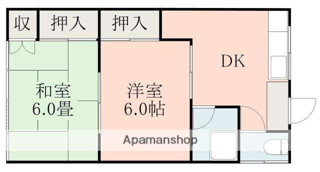 黒石ハイツ(2DK/1階)の間取り写真