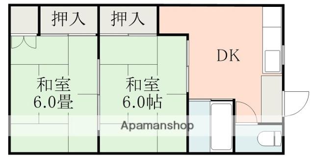 黒石ハイツ(2DK/2階)の間取り写真