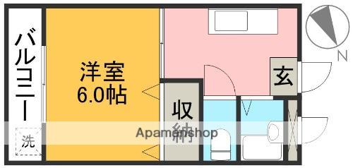 Sマンション(1K/4階)の間取り写真