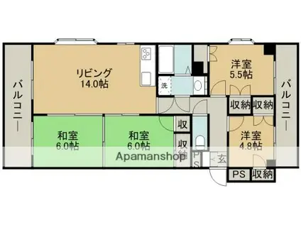 コアマンション藤崎台(4LDK/3階)の間取り写真