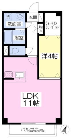グリーンハイム(1LDK/2階)の間取り写真