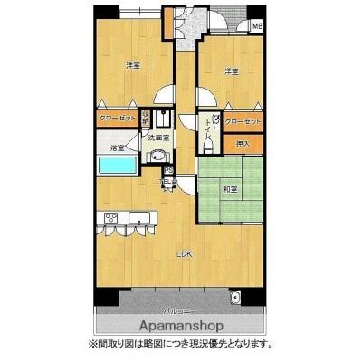 スカイアークス水前寺公園(3LDK/3階)の間取り写真