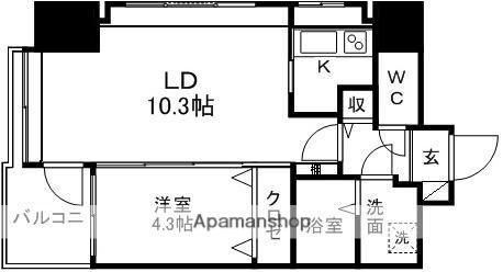 ウェルブライト上通(1LDK/4階)の間取り写真