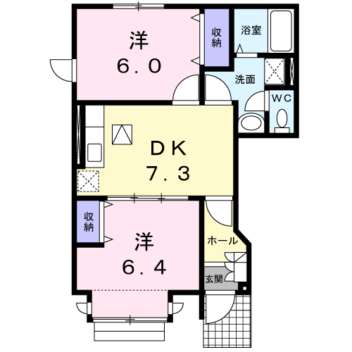 エスペランサ21(2DK/1階)の間取り写真