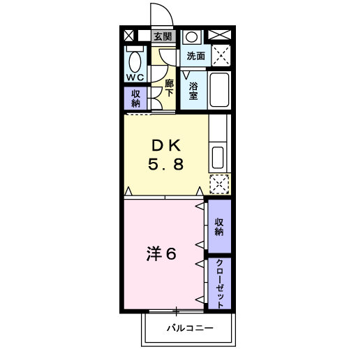 ALFA2000A(1DK/1階)の間取り写真