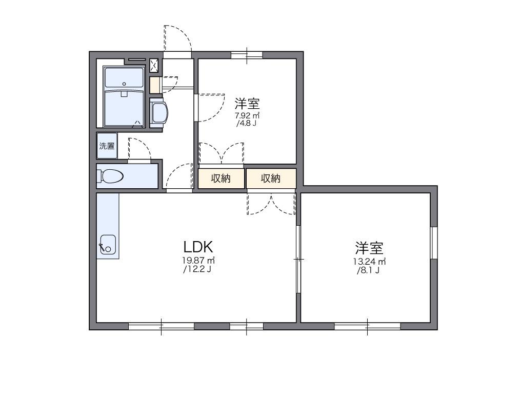 レオパレス鹿子木AREAⅡ(2LDK/1階)の間取り写真