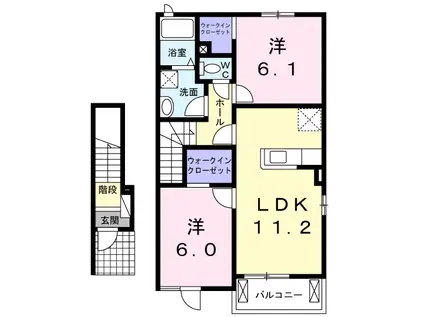 ラ・ルーシエ(2LDK/2階)の間取り写真