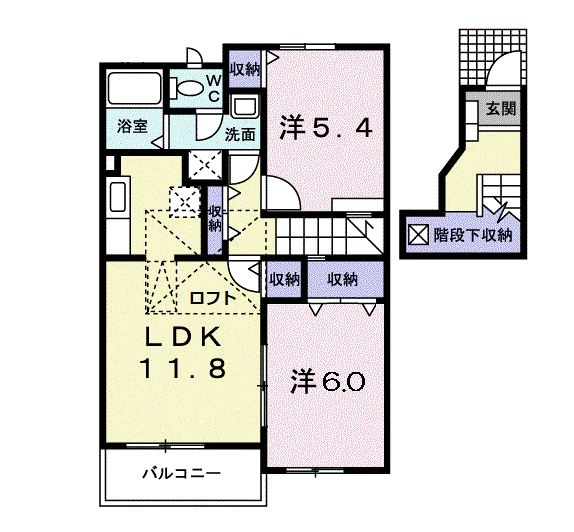 リバーシティA(2LDK/2階)の間取り写真