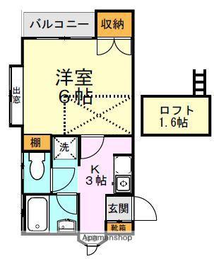 ラムズ8201(1K/2階)の間取り写真