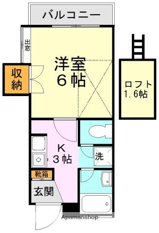 ラムズ8201(1K/2階)の間取り写真