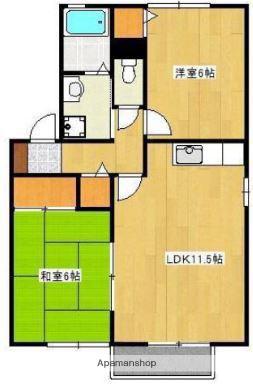 クロノス27飛田B(2LDK/2階)の間取り写真