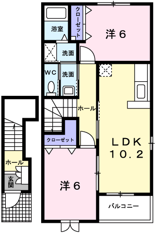 グランフォーレ近見Ⅰ(2LDK/2階)の間取り写真
