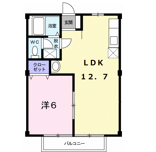 ニューシティ桜木(1LDK/2階)の間取り写真