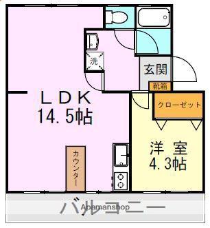 ピエーナ下南部(1LDK/2階)の間取り写真