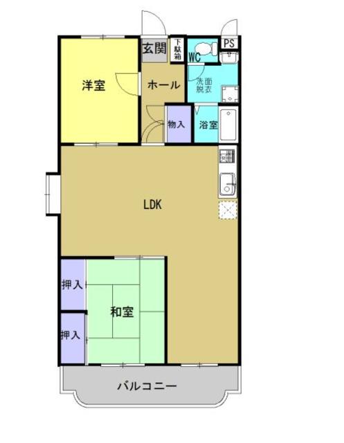 グランディールI(2LDK/3階)の間取り写真