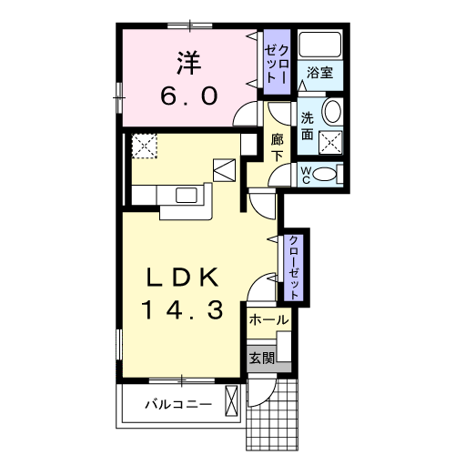メゾン・ジェルメⅢ(1LDK/1階)の間取り写真
