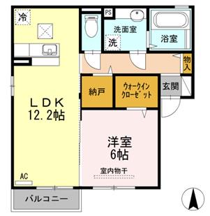 アリーバサル野田Ⅰ(1LDK/1階)の間取り写真