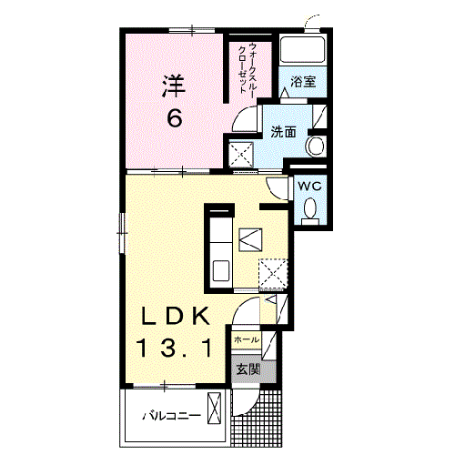 フェニックス(1LDK/1階)の間取り写真
