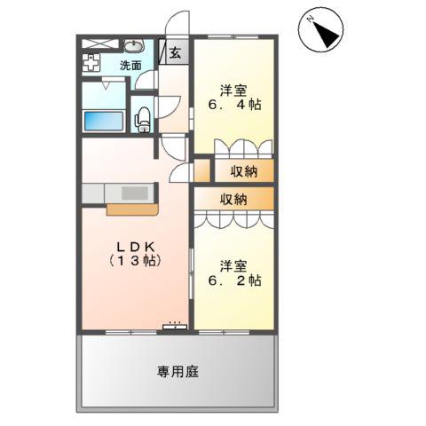 SAVORY(2LDK/1階)の間取り写真