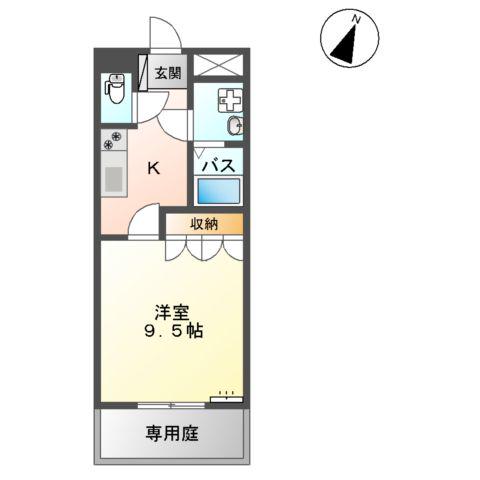 エスティール(1K/1階)の間取り写真