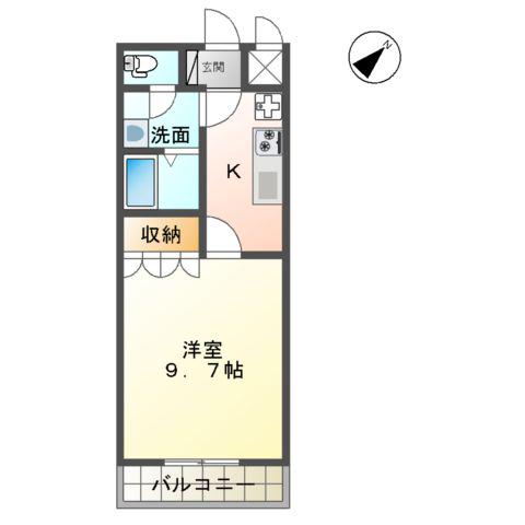 SUN FOREST(1K/2階)の間取り写真