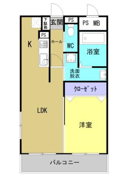 グランディールはませんI(1LDK/1階)の間取り写真