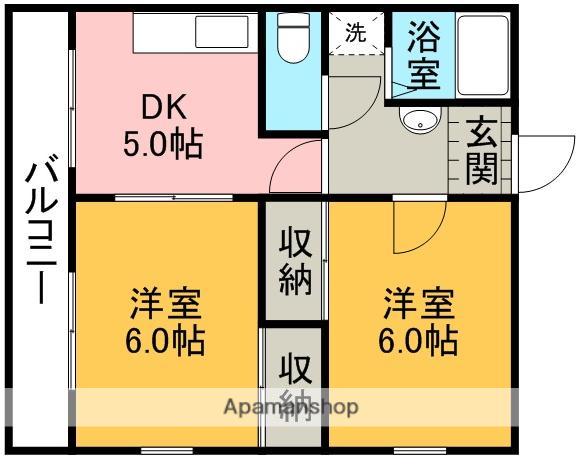 ルミエール一吉(2K/2階)の間取り写真