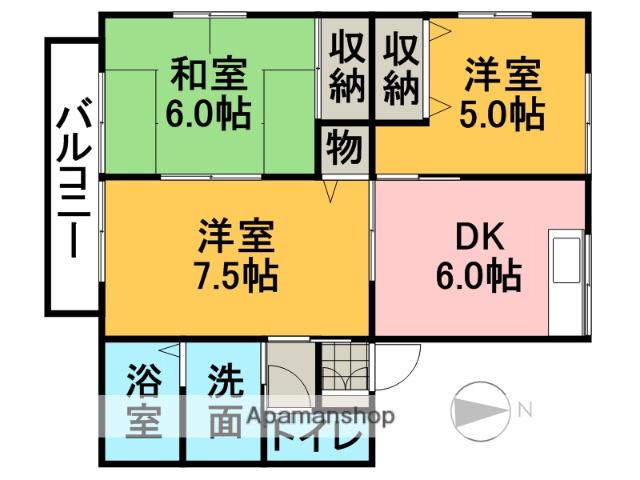 レトアミユキⅡ(3DK/2階)の間取り写真