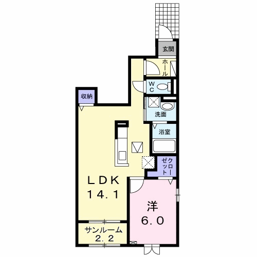 ピア・メゾン(1LDK/1階)の間取り写真