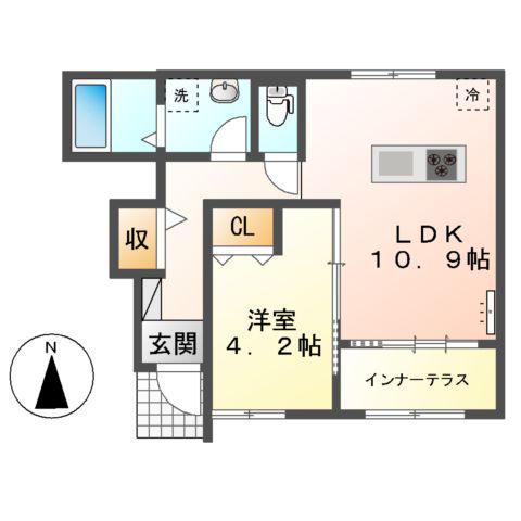 クレストール紫音(1LDK/1階)の間取り写真