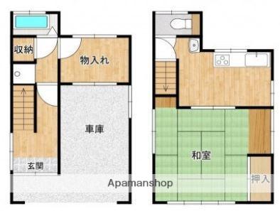 熊本市健軍線 慶徳校前駅 徒歩11分 2階建 築46年(1SLDK)の間取り写真