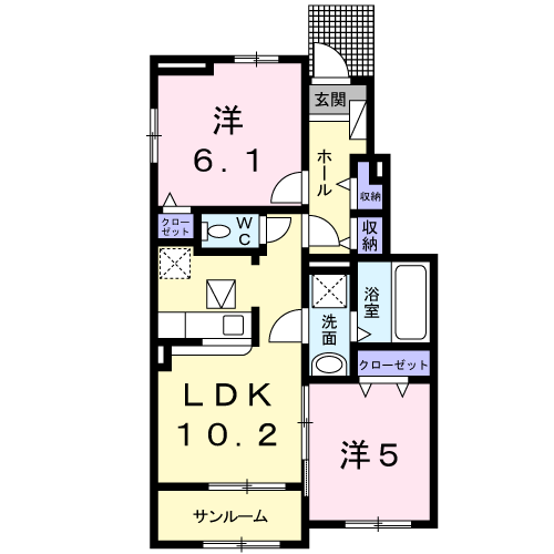 グランメール(2LDK/1階)の間取り写真