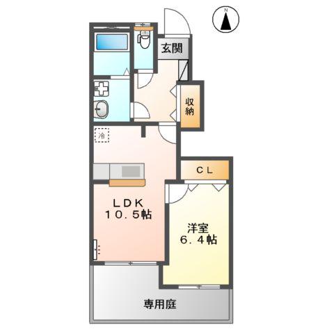 スカイヴィレッジ城南A棟(1LDK/1階)の間取り写真