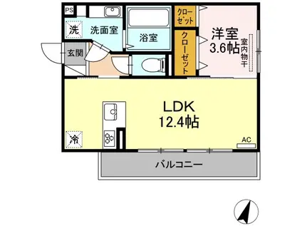 ハウスとりみゆ(1LDK/3階)の間取り写真