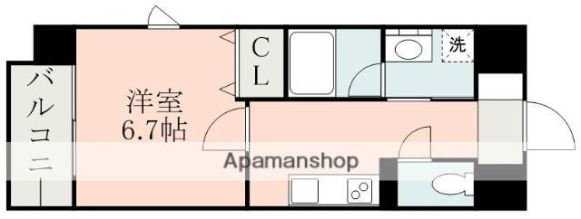 クレスト熊本城(1K/4階)の間取り写真
