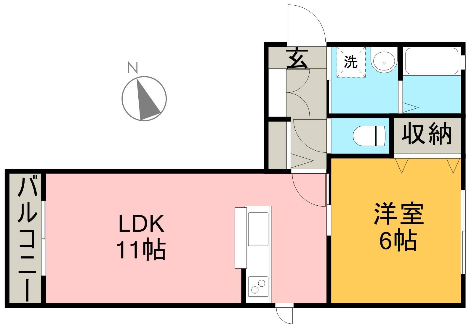 グリーン8(1LDK/1階)の間取り写真