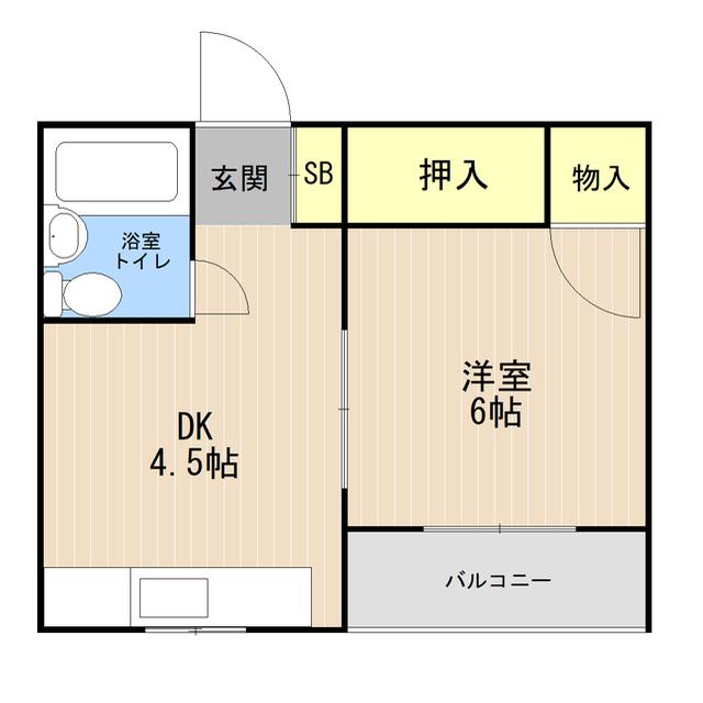 丸長ビル(1DK/4階)の間取り写真