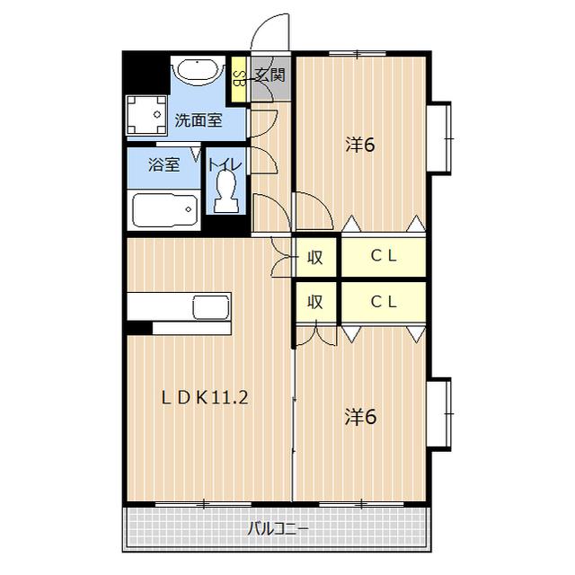 リヴィエールⅠ(2LDK/1階)の間取り写真