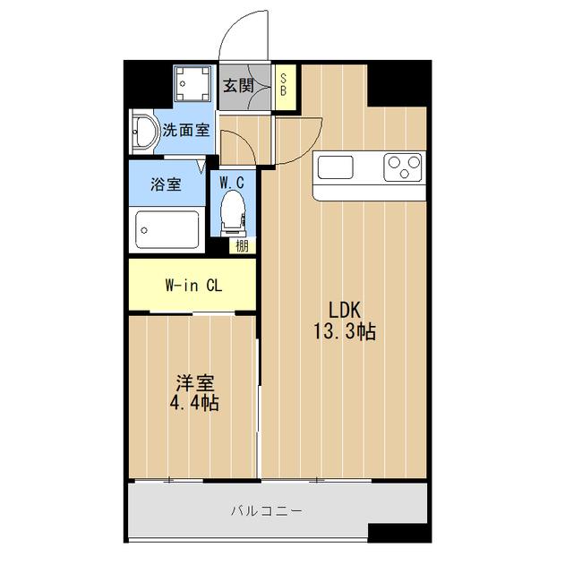 LIBTH水前寺(1LDK/14階)の間取り写真