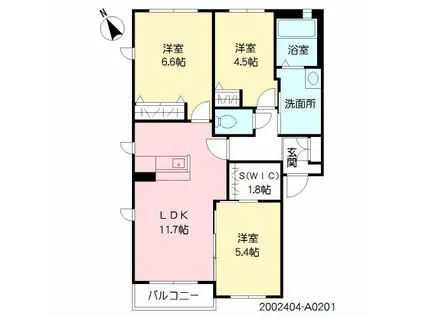 フォレストガーデン島崎(3SLDK/2階)の間取り写真