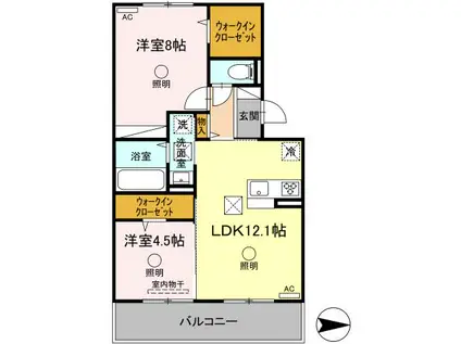 コスモス田迎(2LDK/1階)の間取り写真