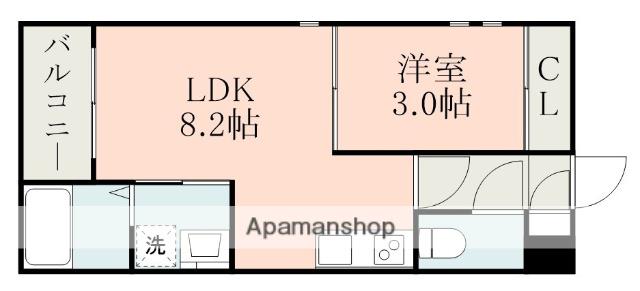 R-SMART祥楽(1LDK/2階)の間取り写真