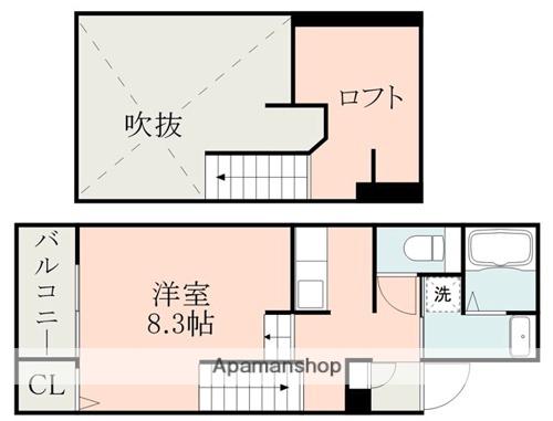 CERISIER島崎(ワンルーム/2階)の間取り写真