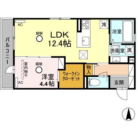 サニーヒルⅡ(1LDK/1階)の間取り写真