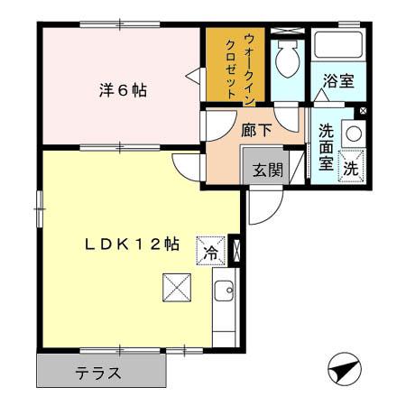 ウィルモア藤(1LDK/1階)の間取り写真