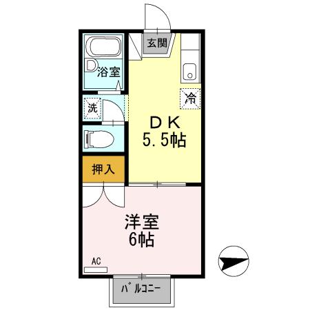 レジデンスイケダ(1DK/2階)の間取り写真